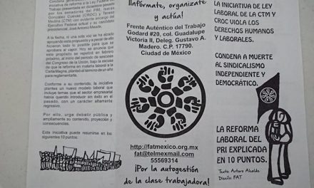 LA INICIATIVA DE LEY LABORAL DE LA CTM Y CROC VIOLA LOS DERECHOS HUMANOS Y LABORALES. CONDENA A MUERTE AL SINDICALISMO INDEPENDIENTE Y DEMOCRÁTICO.