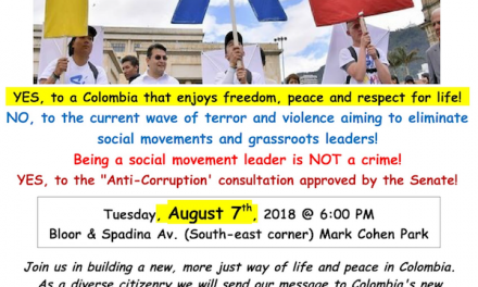International Days for Peace in Colombia and against Death Squad and State Terror: August 5-11 Take part in the August Days for Peace in Colombia!